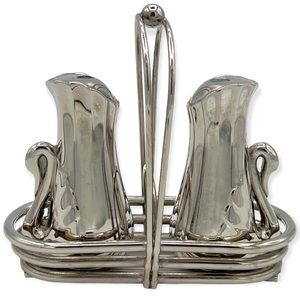 Mid-Century Silverplate Swan Salt & Pepper Set